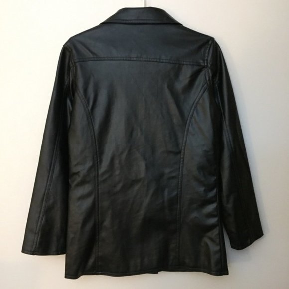 EA Collection Faux Leather Black Blazer - Picture 3 of 4